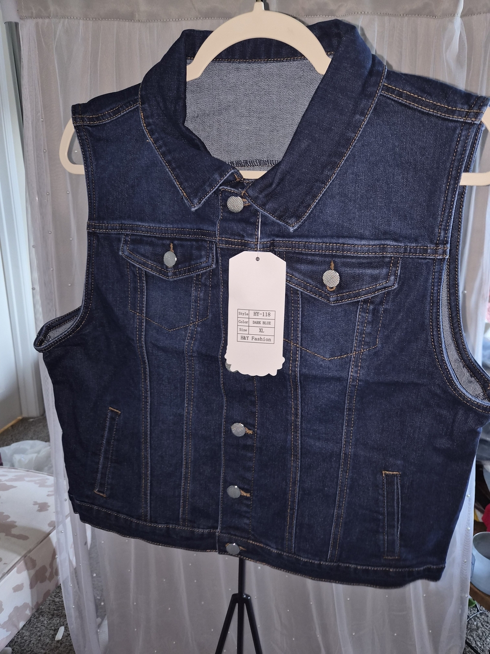 Dark Indigo Sleeveless Denim Vest